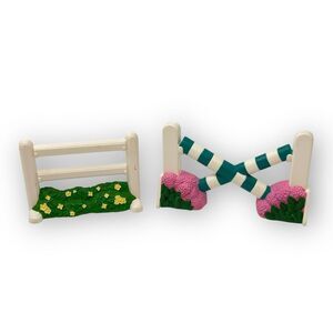 Vintage Fisher Price Loving Family Jumping Horse Gate Flowers Doll Accessory Toy